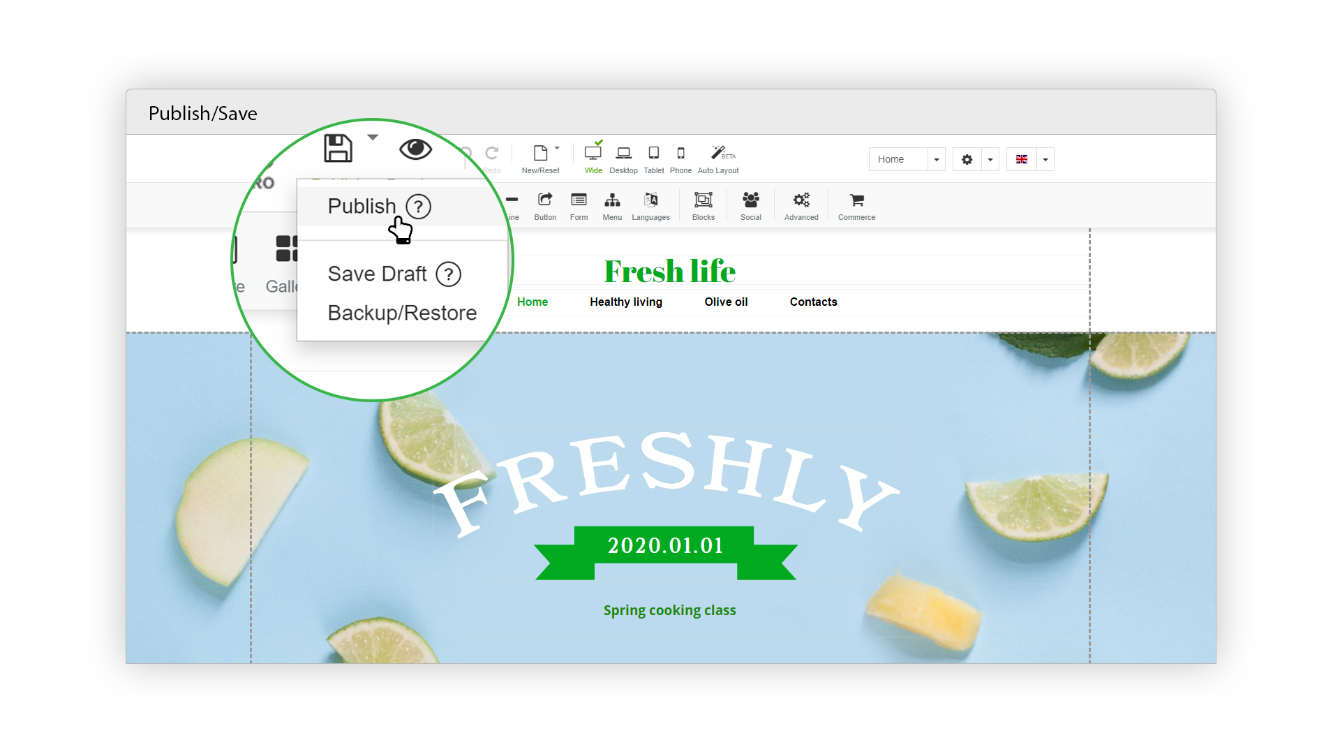 Publish your website with one click